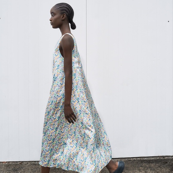 Zara Floral Printed Maxi Satin Slip Dress - Picture 3 of 4